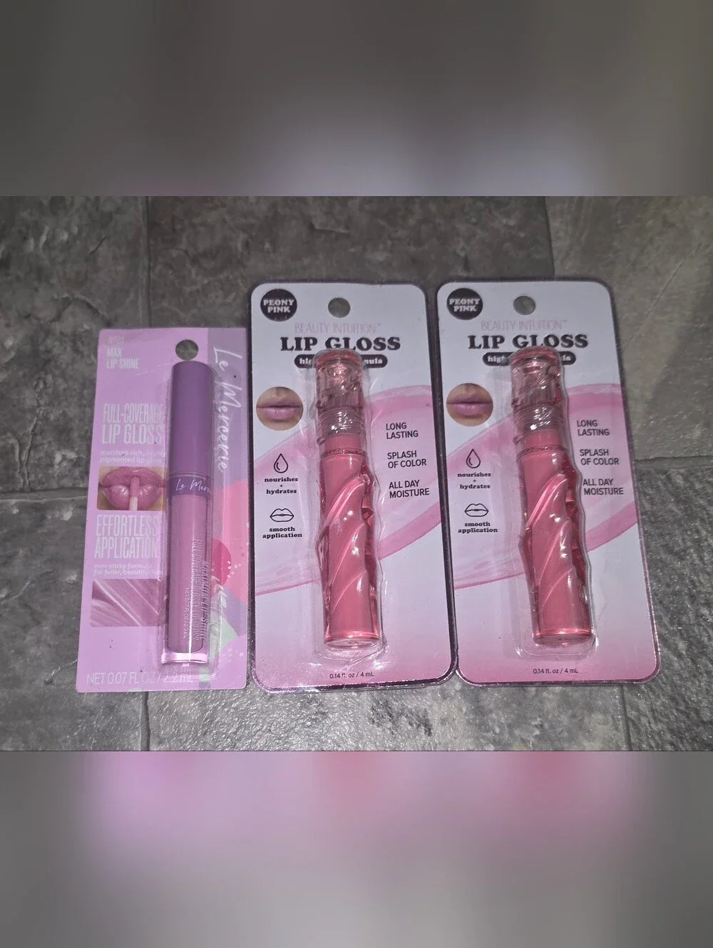 2 x Beauty Intuition Peony Pink Lip Gloss & LeMercerie #723 Max Lip Shine BNIB